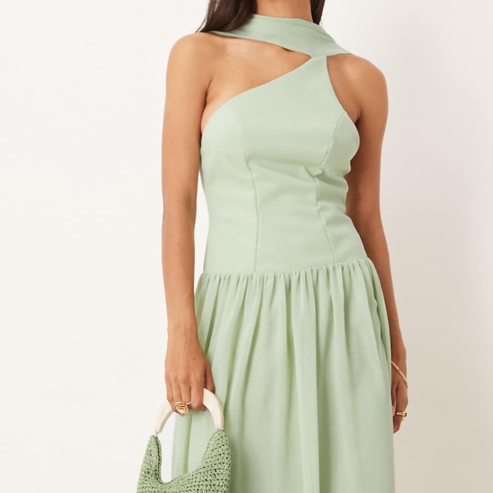 ASOS DESIGN scarf tie back dropped waist midi dress